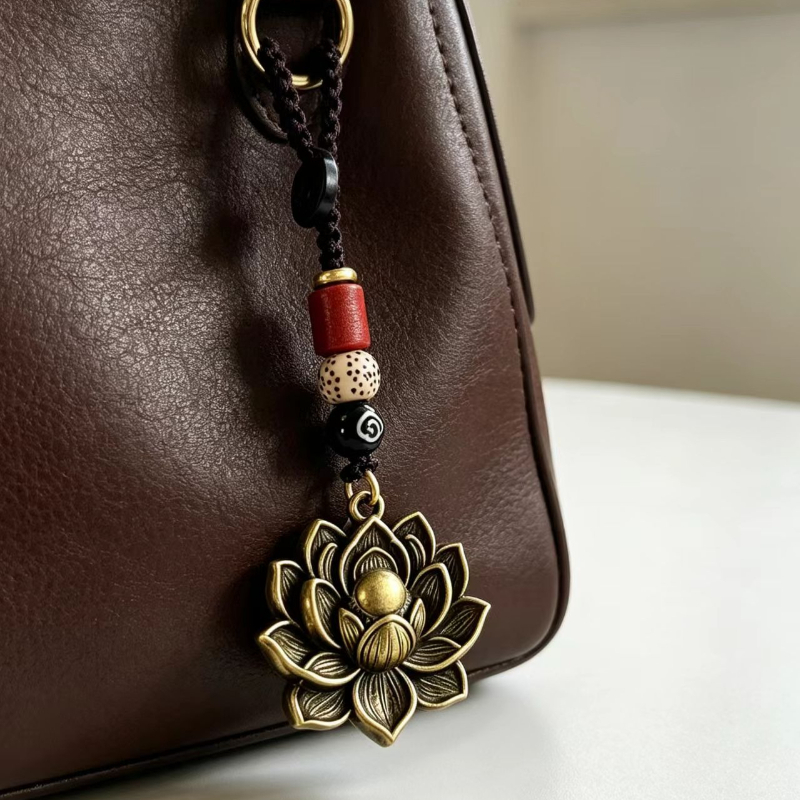 Lucky Lotus Keychain Pendant, Chinese Style Charm